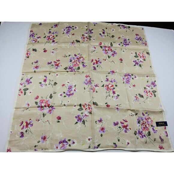 Ralph Lauren Floral Cotton Handkerchief Neckerchief Bandana Scarf Pocket Square - Picture 3 of 3